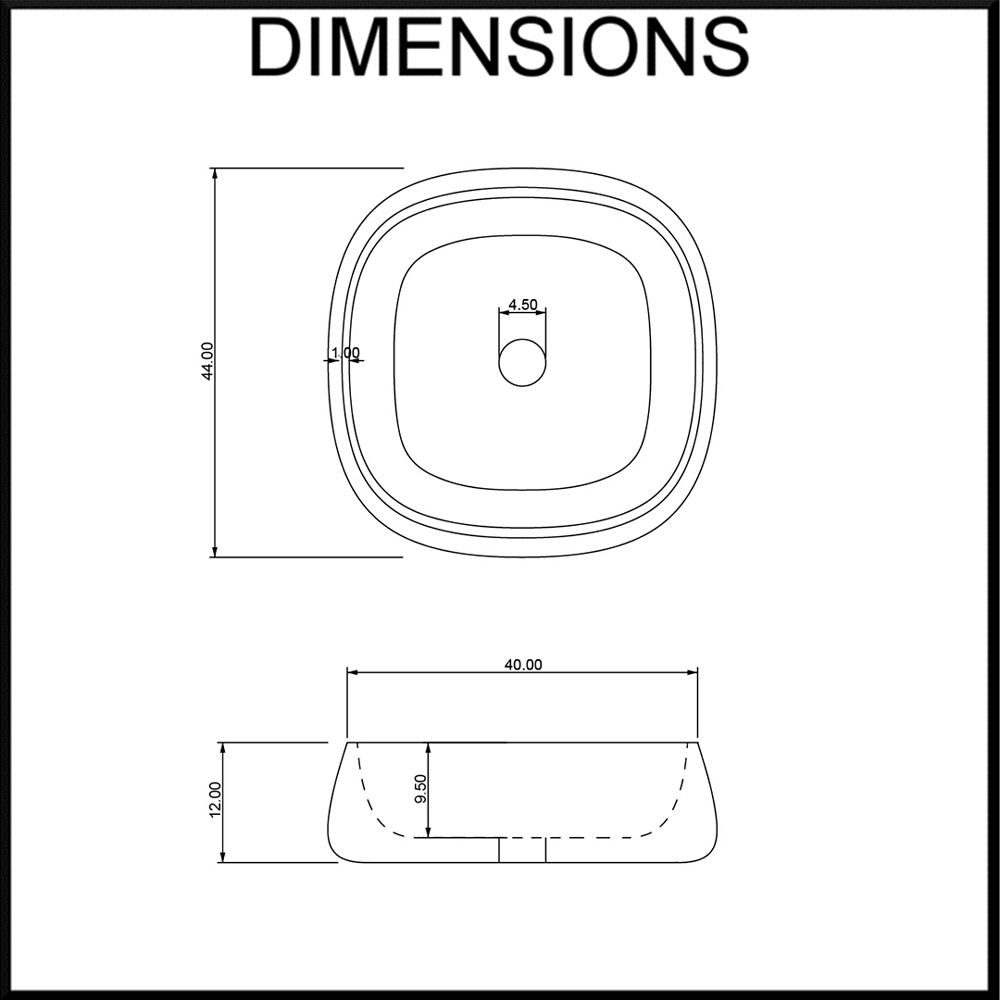 Moku Limestone Square Bathroom Basin Dimensions