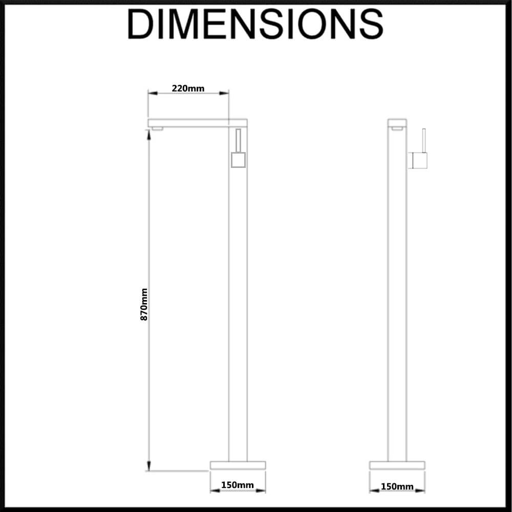 Quadro Floor Standing Bath Mixer And Spout Dimensions