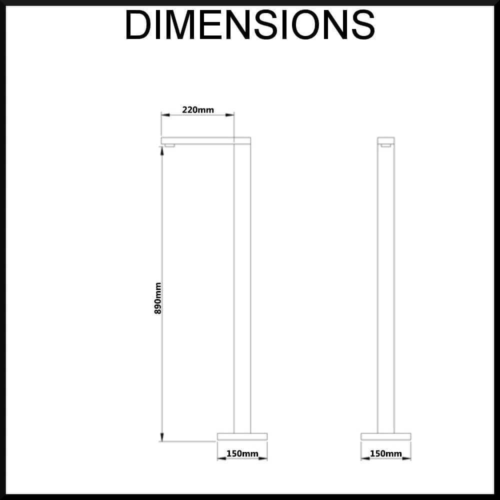 Quadro Floor Standing Bath Spout Dimensions