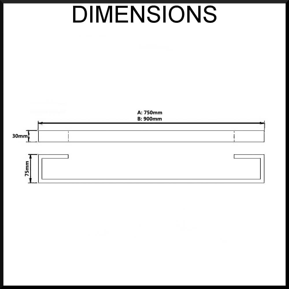 Montangna Stainless Steel Single Towel Rail -  750mm/900mm Dimensions