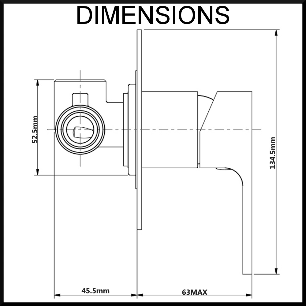 Terrus Wall Mounted Bath and Shower Mixer Dimensions