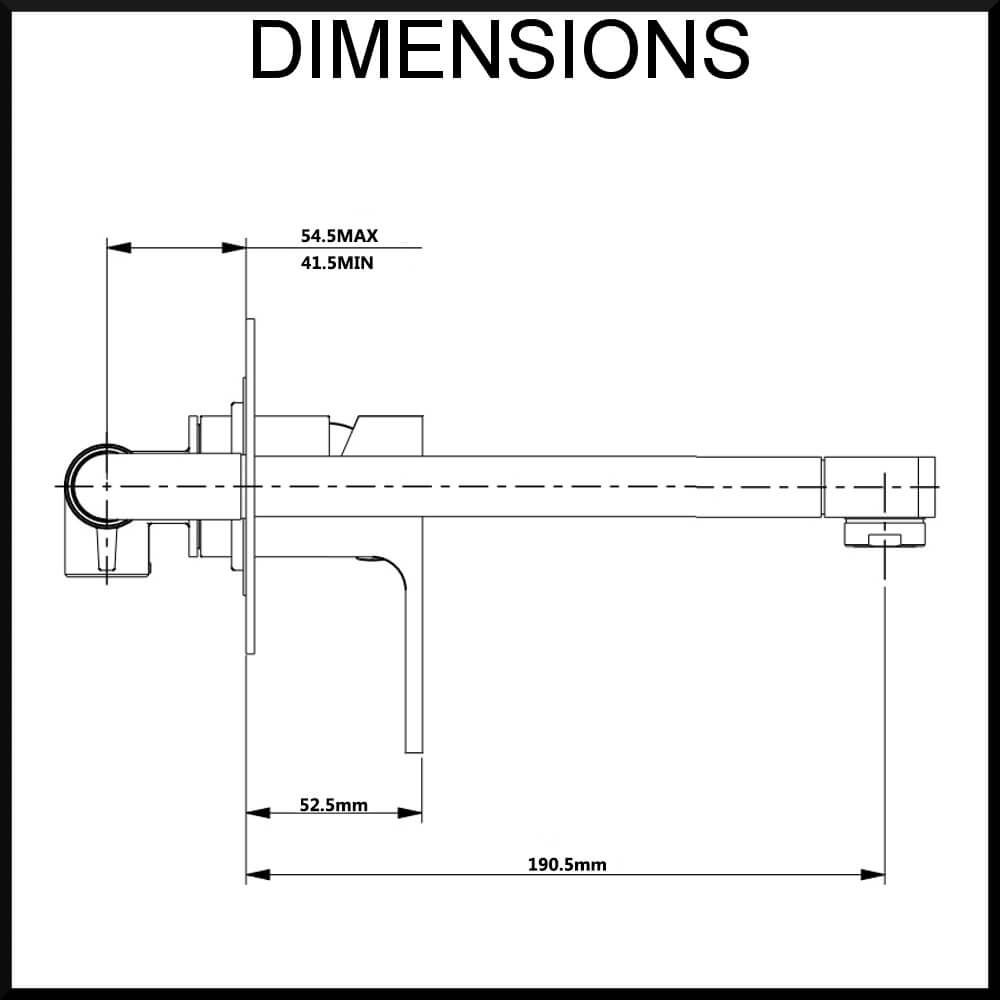 Terrus Single Lever Mixer and Spout - Wall Mounted Dimensions