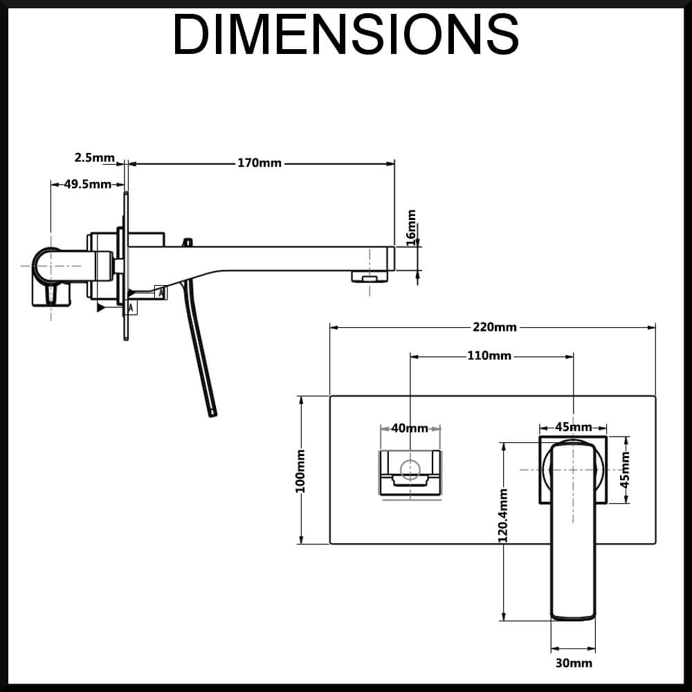 Cortina Wall Mounted Single Lever Mixer with Spout Dimensions