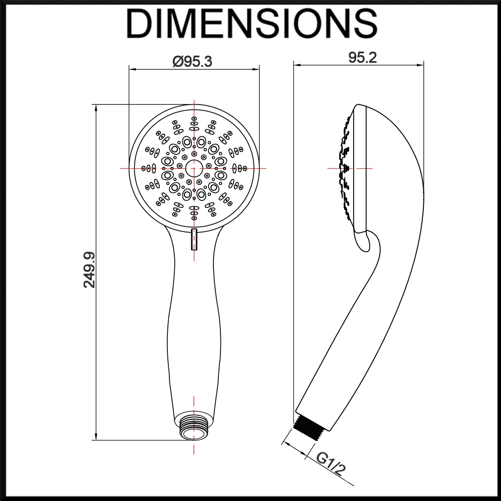 Lotus hand shower and round sliding rail-7 function