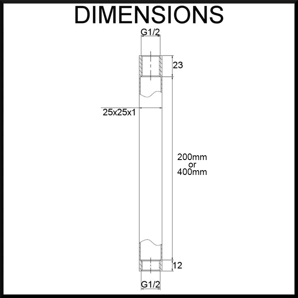 Vale matte black ceiling mounted square shower arm dimensions