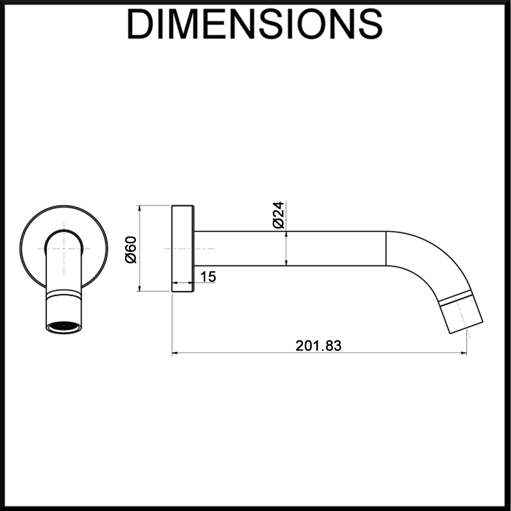 Vale Symphony Round Wall Spout Dimension Specification Diagram