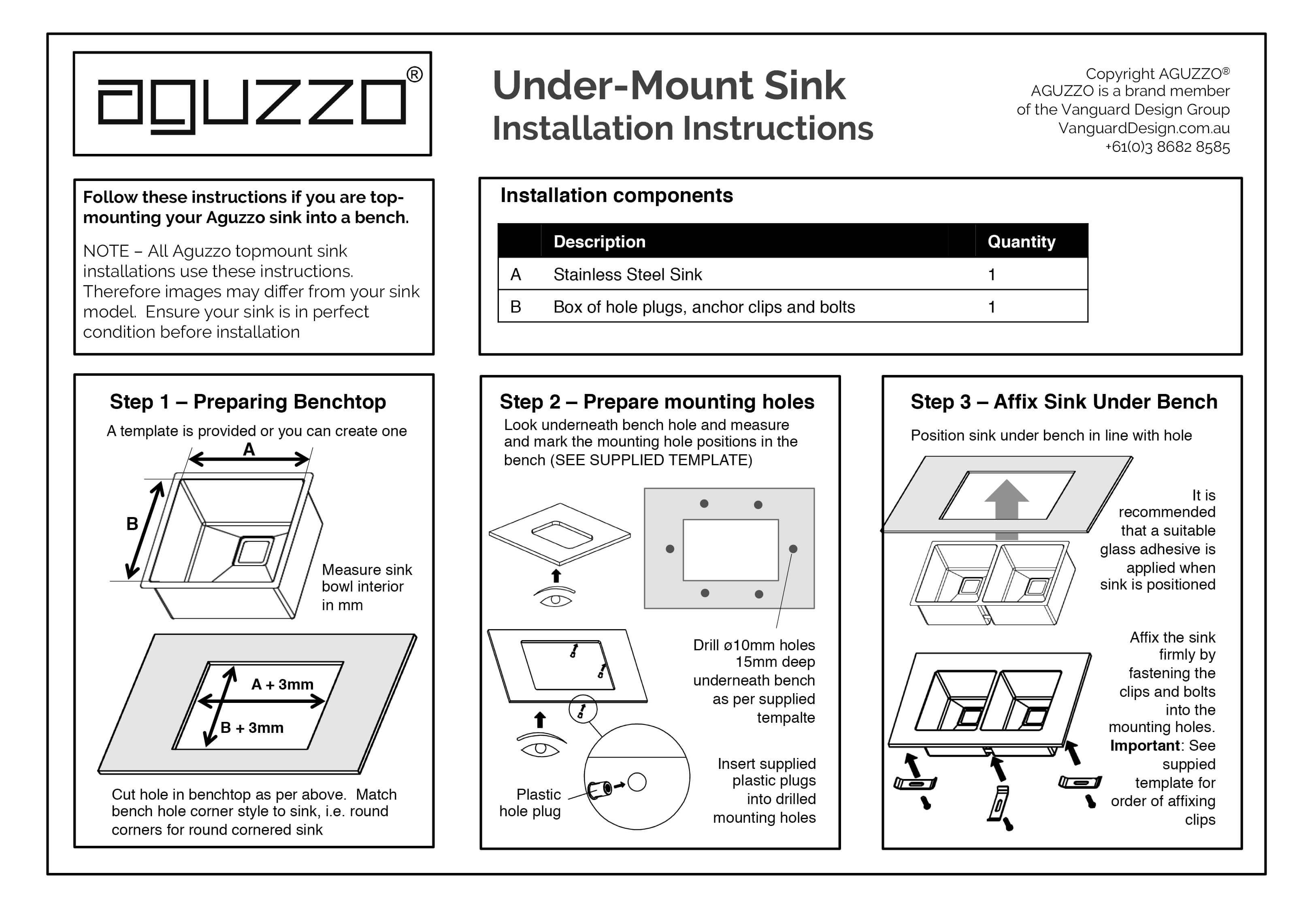 stainless steel sink undermount installation instructions