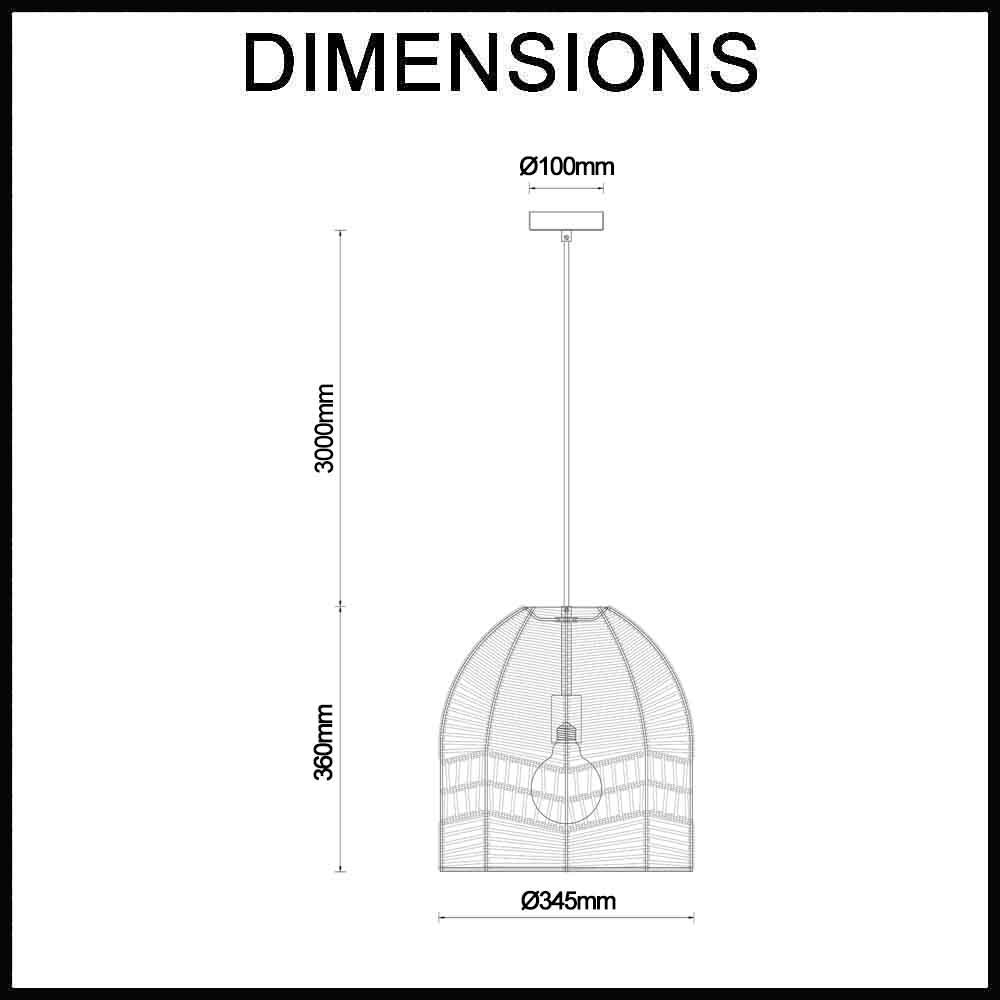 Rota Interior Pendant Light - Ellipse Rattan - 345mm - Brown