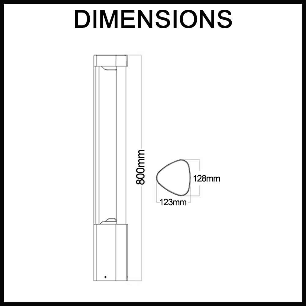 Bol LED Bollard Path Light - 240V - 800mm - IP54 - 3 Sections - Grey