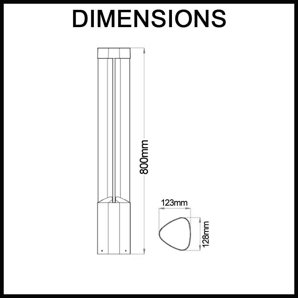 Bol LED Bollard Path Light - 240V - 800mm - IP54 - Triangle - Grey