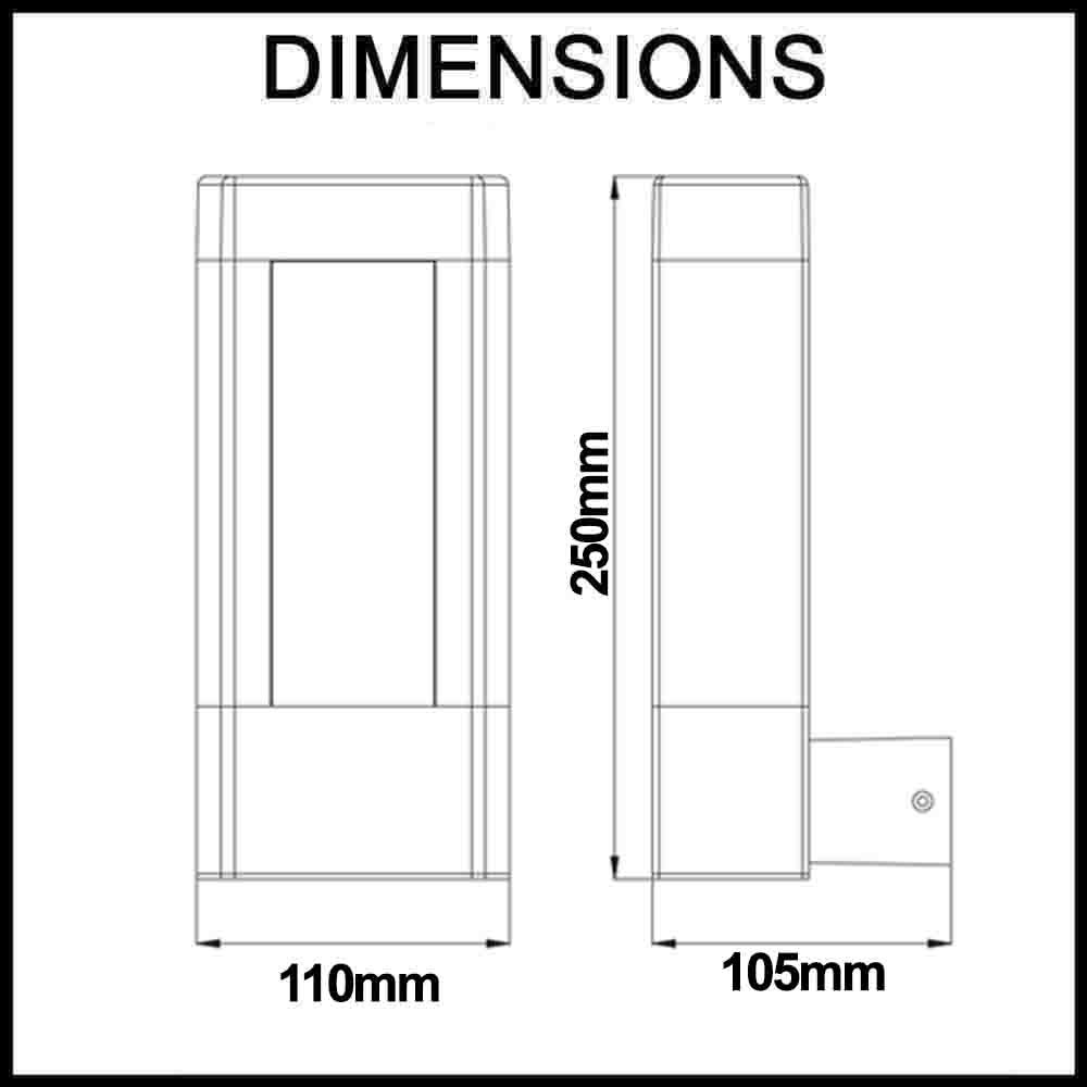 Amun 250mm Height LED Rectangular Surface Mounted Matte Black Wall Light