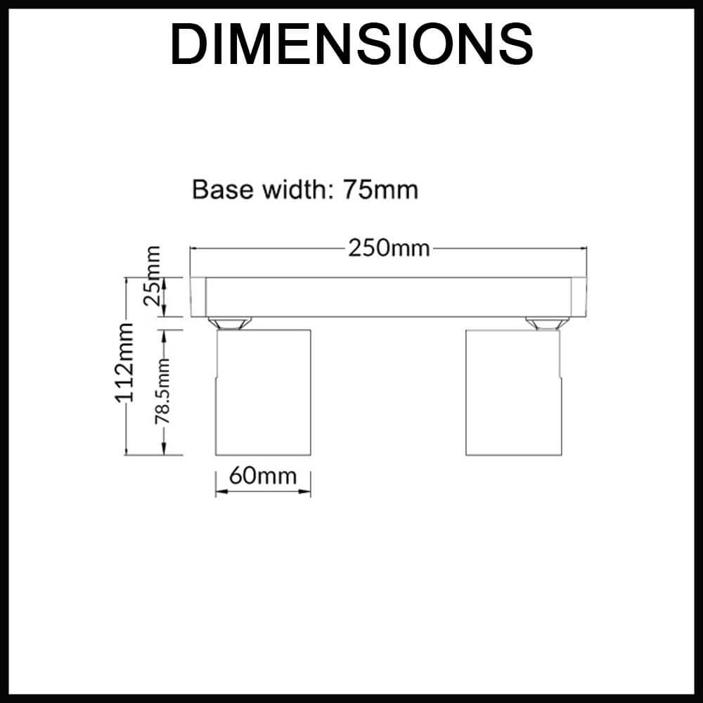 Spot Bar 2 Heads Spotlight Dimensions Guide