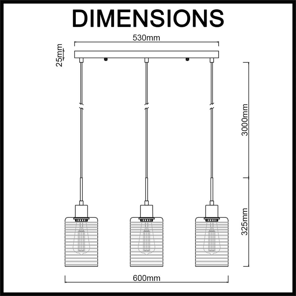 cylinder glass pendant 3 lights linear