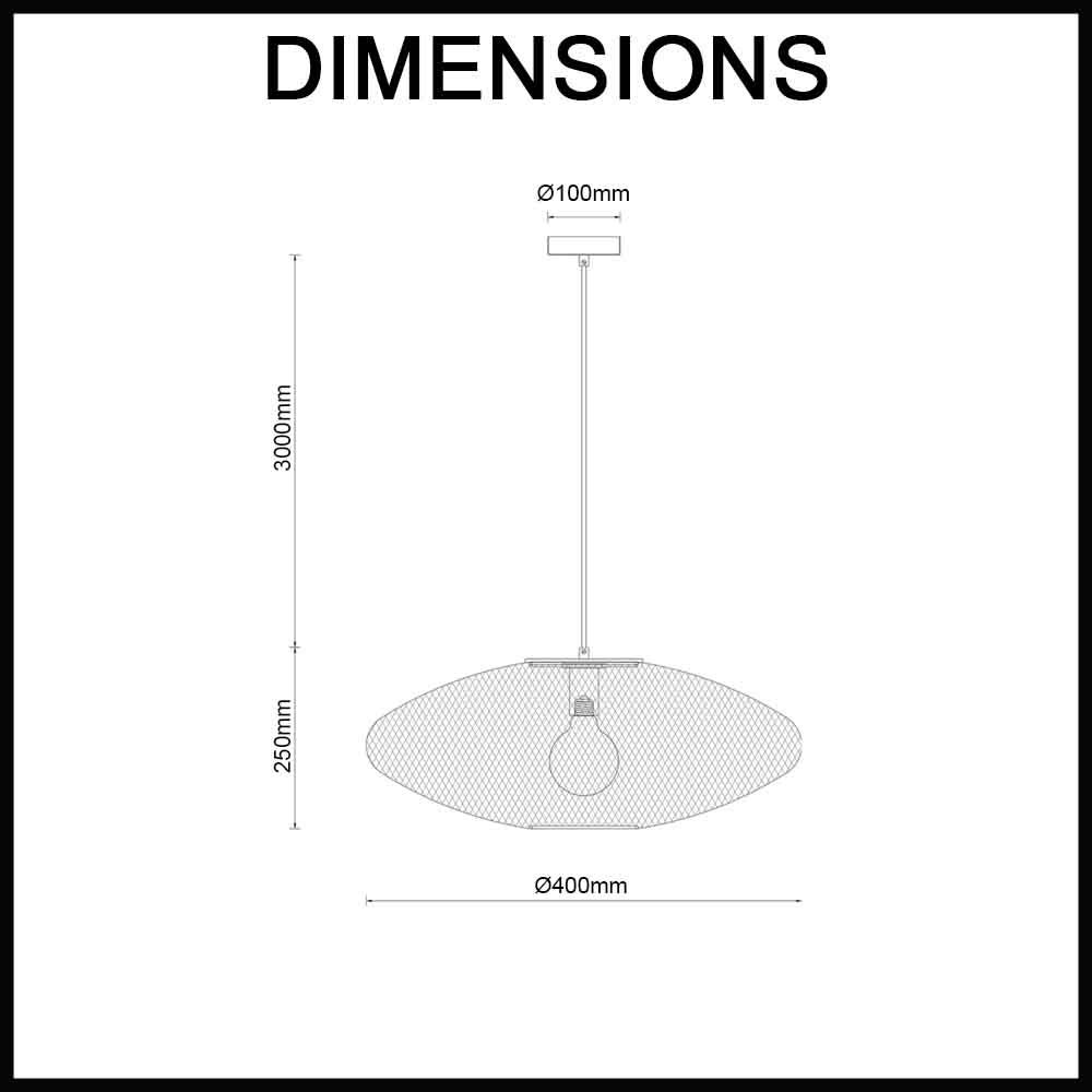 Golpe Interior Pendant Light - Oval Stainless Steel - 400mm - Champagne Gold