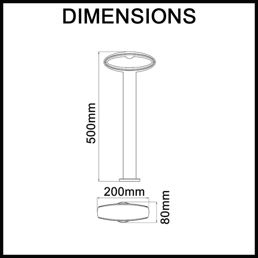 Horus LED Bollard Path Light - 240V - 500mm - IP54 - Oval - Matte Black