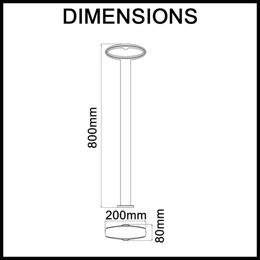 Horus LED Bollard Path Light - 240V - 800mm - IP54 - Oval - Matte Black