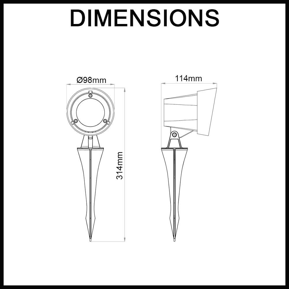 Kolec spike light with hood dimensions guide