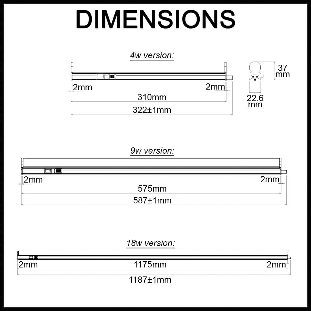 linktri led t5 batten light slimline dimensions