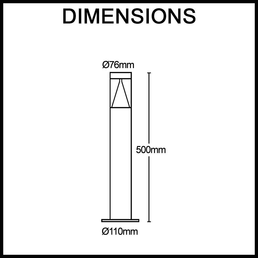 Portus LED Bollard Path Light - 6W Warm White - 500mm - IP67 - Round - Copper