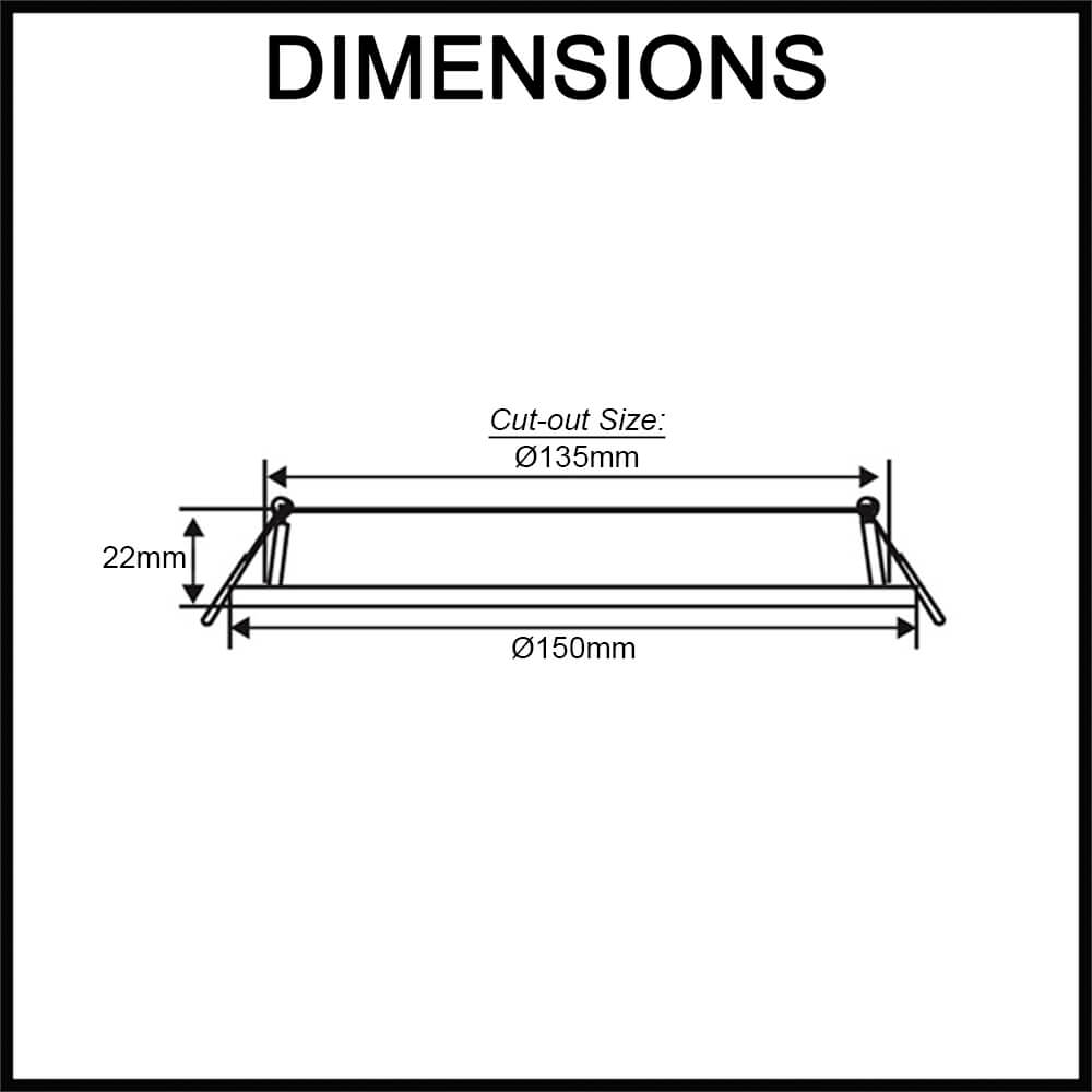 9W 135mm cut out LED round down light dimensions