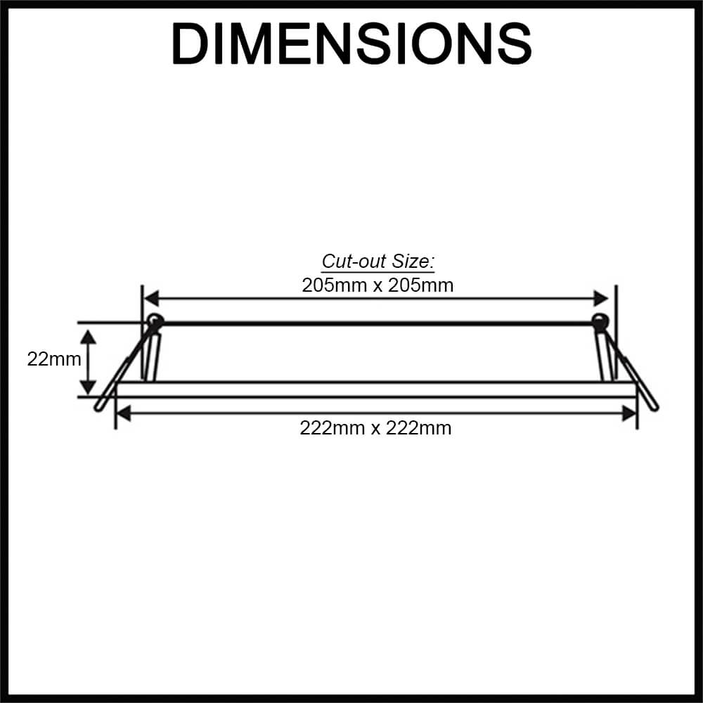ultra slim square downlight 18W 205mm cut out