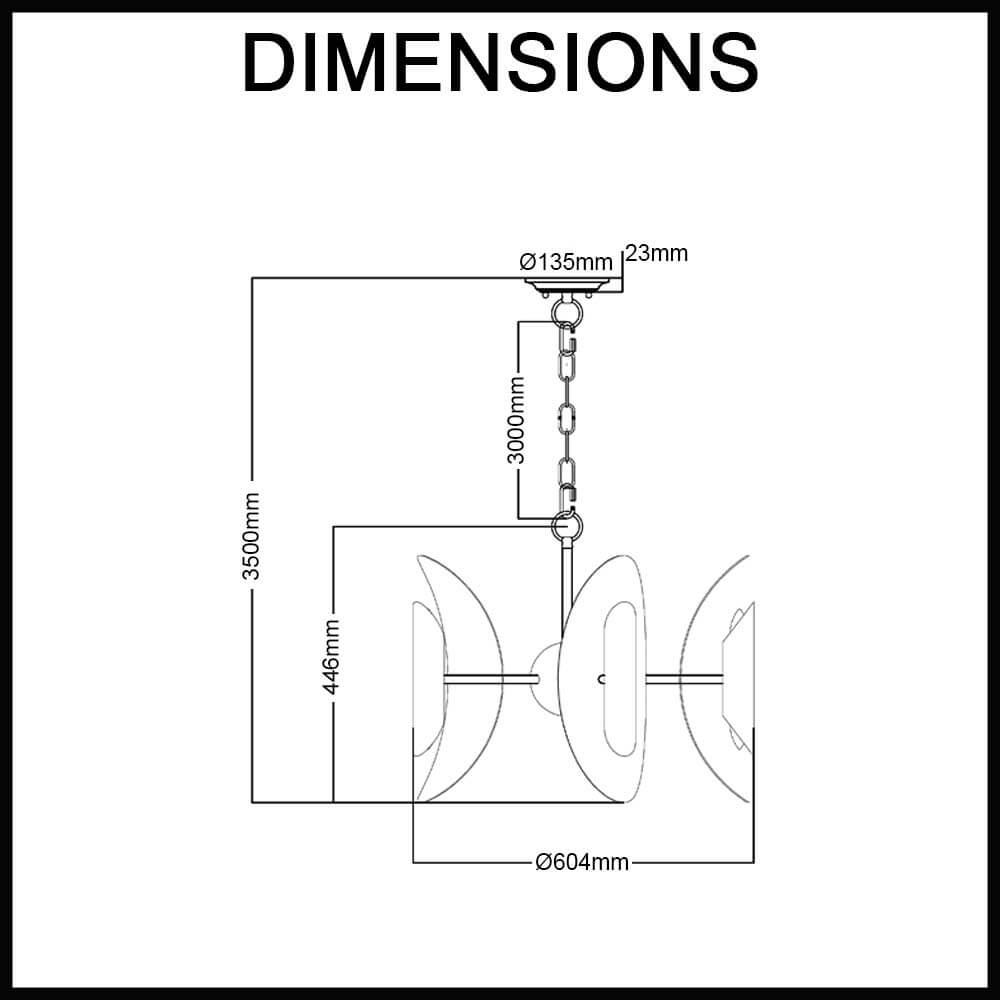 Strato candle pendant light with multiple lampholders dimensions guide