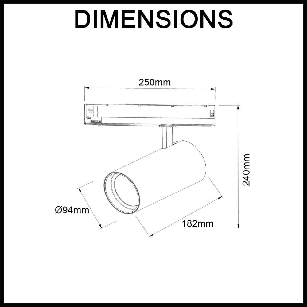 Zone Led Tri-CCT Dimmable 4 Wire 3 Circuit Track Light Dimensions Guide