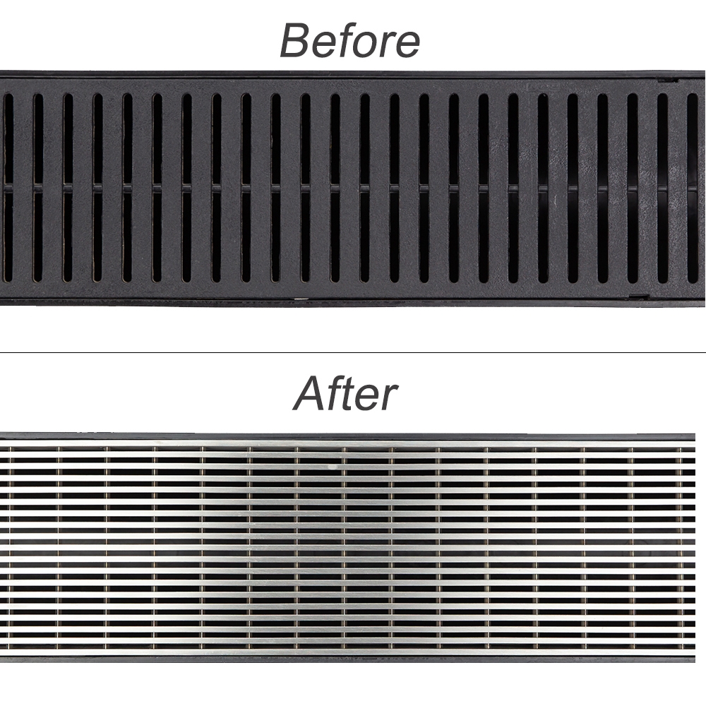 Plastic drainage channel with premium metal tray view 4