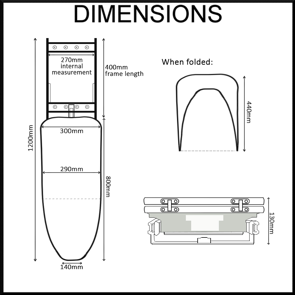 folding ironing board dimensions