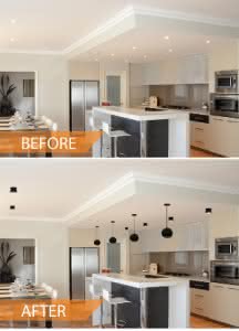 Kitchen Downlights Converted to Feature Lights nu-style-invention-before-after
