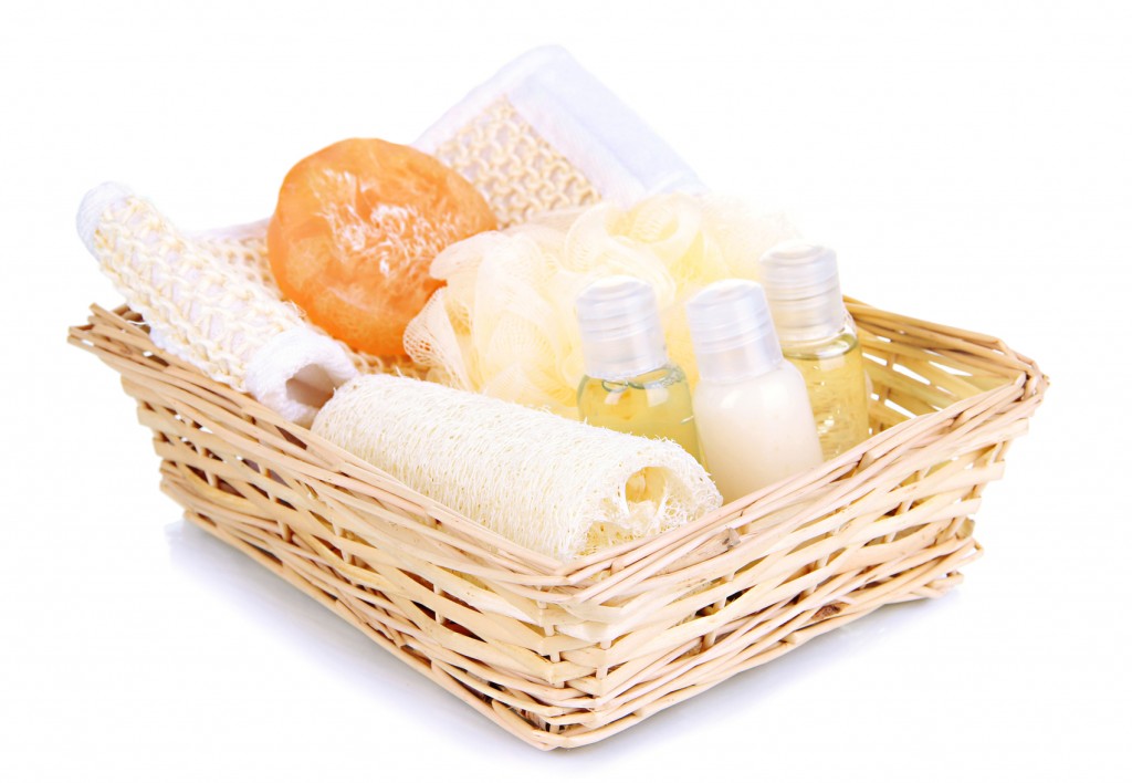 Basket with toiletries