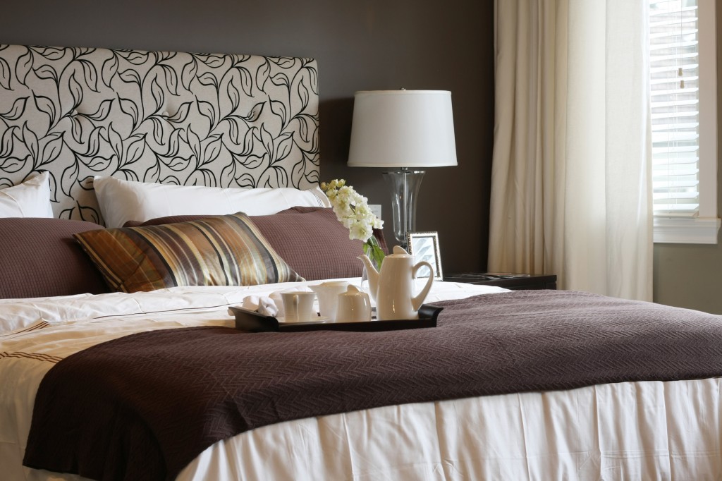 brown guest bedroom