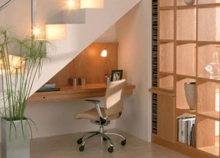 office nook under the stairs