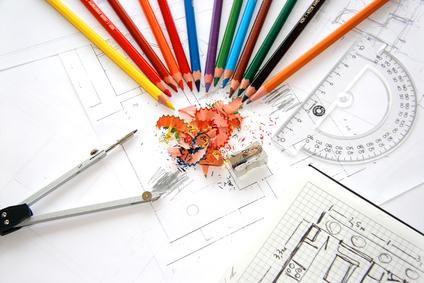 Workplace of designer interior