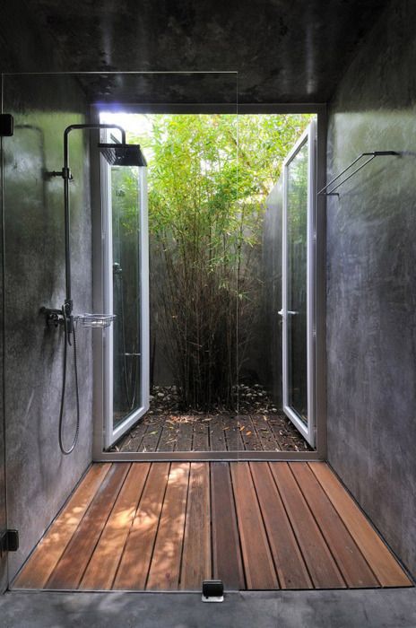 Bathroom window onto garden