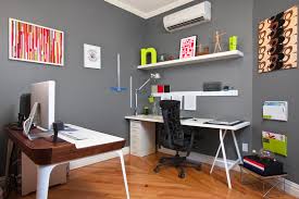 Home Office Grey Walls home office with grey walls