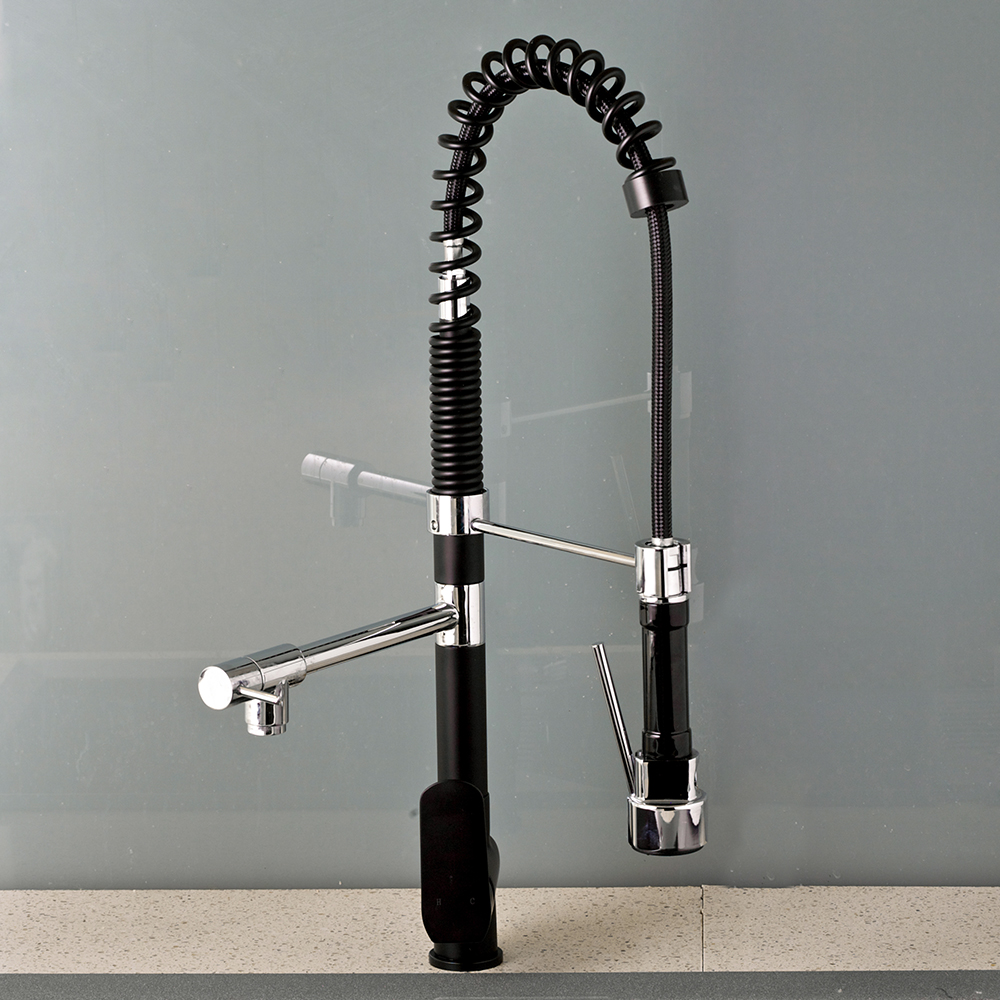 Black Kitchen Mixer with Pull Out Hose clean black matte faucet