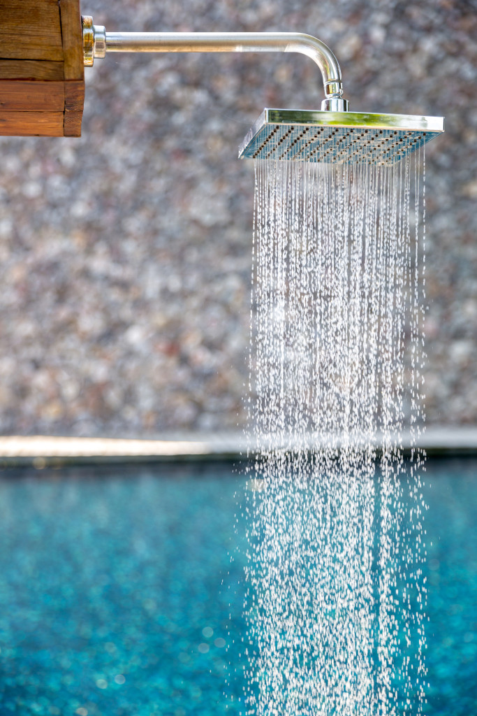 water from rain shower outdoor