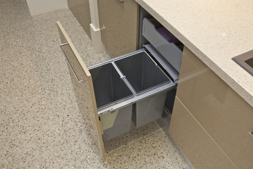 pull out bins for kitchen waste Domestique 40L Twin Slide Out Concealed Waste Bin - for a 450mm Cupboard