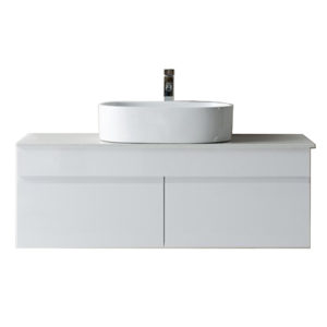 Bathroom Vanity White Narrow Ceramic Basin Stone - 1200mm