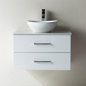 Bathroom Vanity Ceramic Basin Stone Top Modern Ensuite - 750mm - Wall Hung