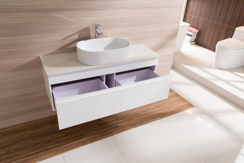 wall-hung vanities for small bathrooms Bathroom Vanity White Narrow Ceramic Basin Stone - 1200mm