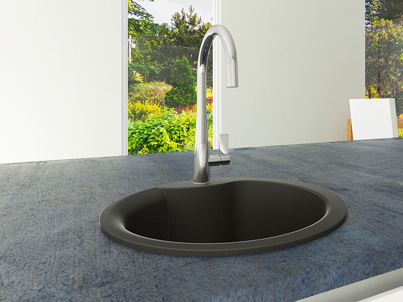 black granite kitchen sink round