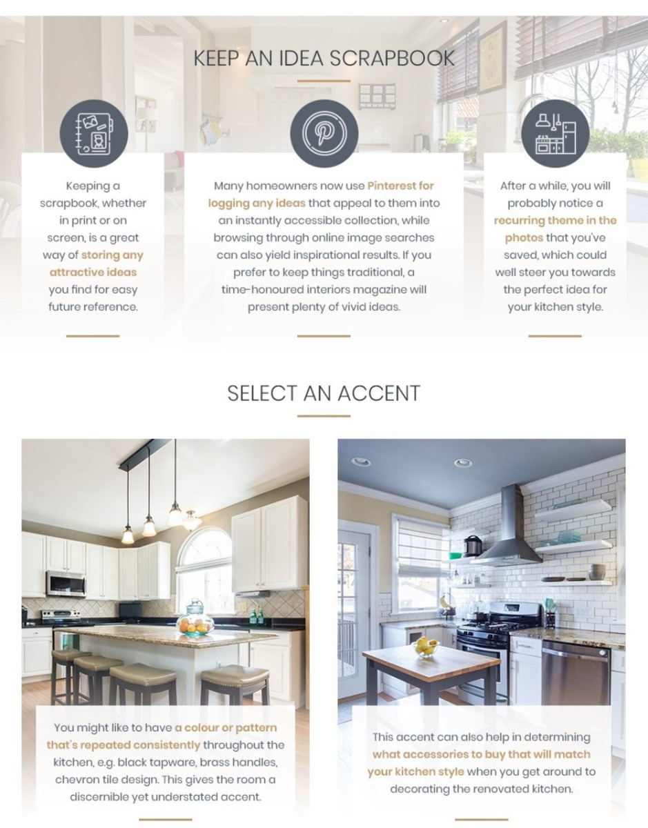 kitchen design - how to find your kitchen style - keep idea scrapbook and select accent