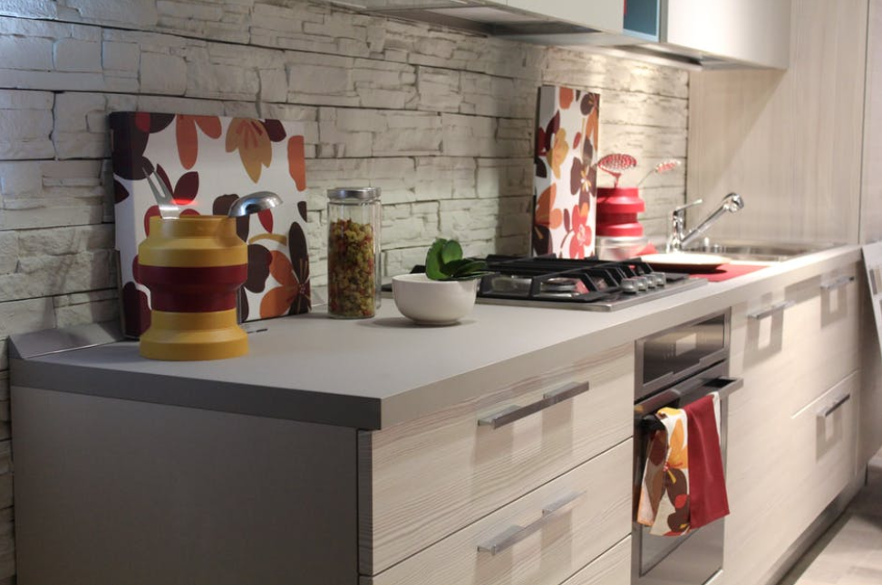 kitchen in neutrals with highlights