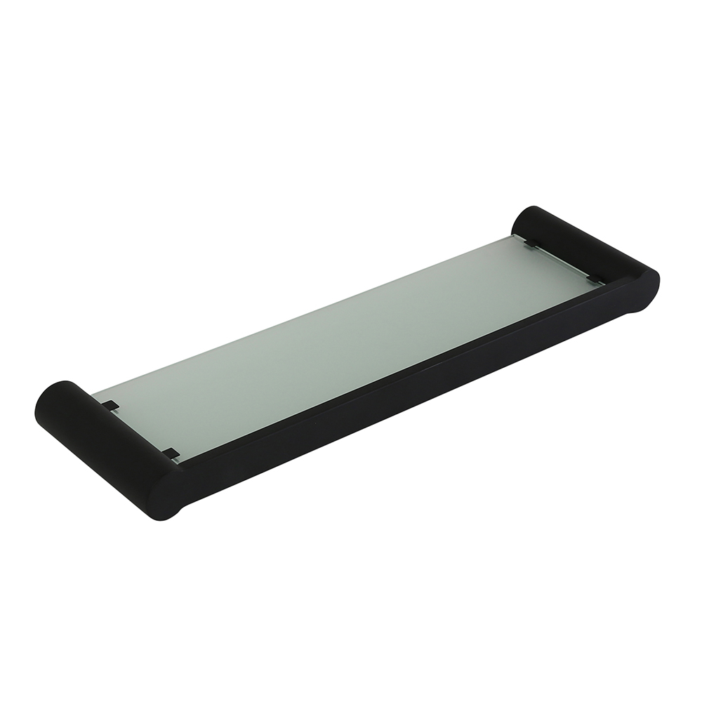 matte black bathroom shelf Pearl glass shelf matte black