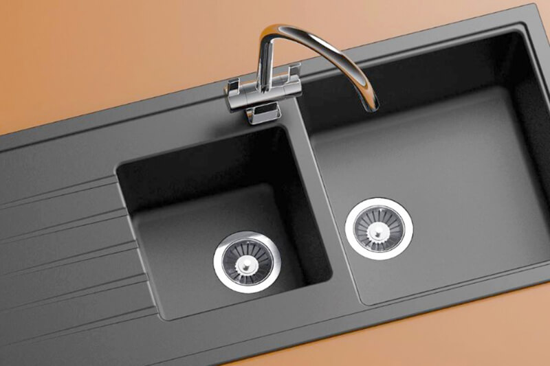 black granite kitchen sink