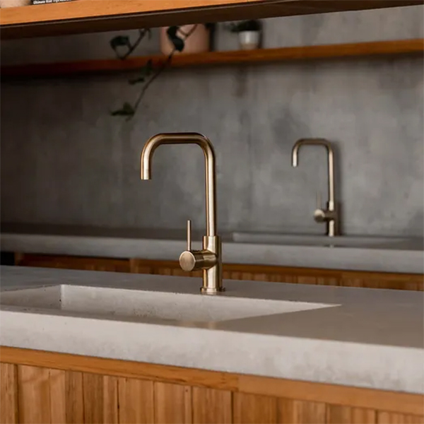 brushed gold kitchen taps