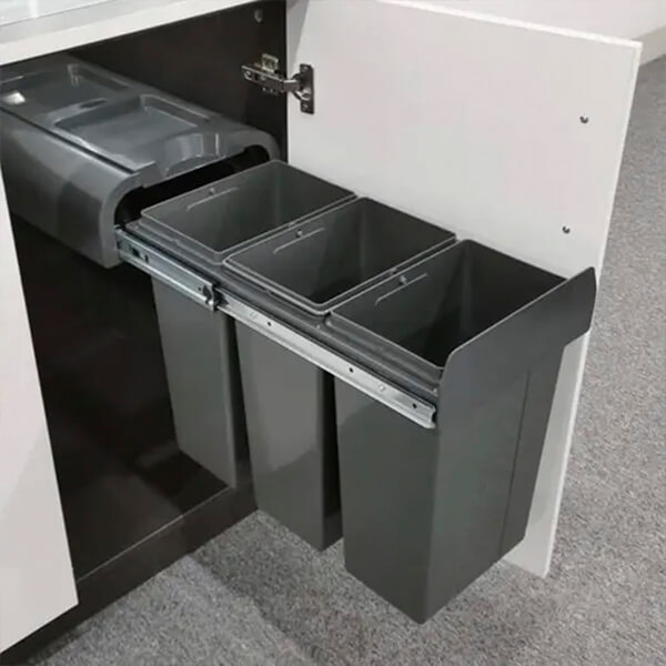 Triple Slide Out Concealed Waste Bin